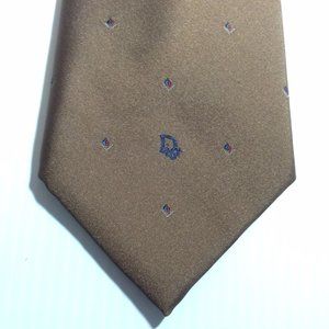 Christian Dior MENS TIE NECKTIE 3.5 in Brown Gold Blue Burgundy USA